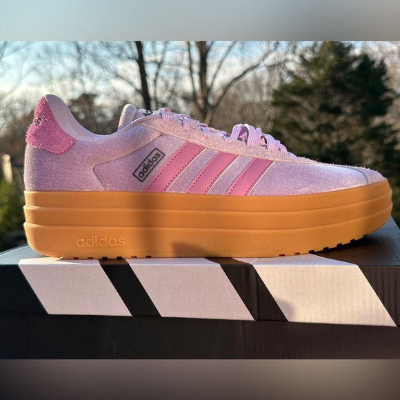 Adidas VL Court Purple Platform Low Casual Everyday Sneaker Womens 9.5 NEW - Picture 2 of 9